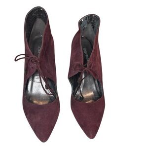 Stefania Womens Burgundy Suede Heels with Block Heels Sz 9